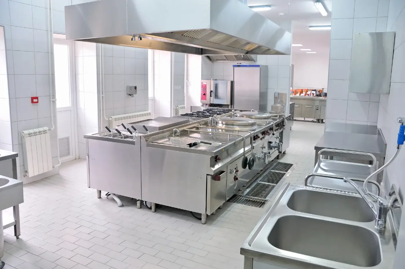 a cleaned commercial kitchen.