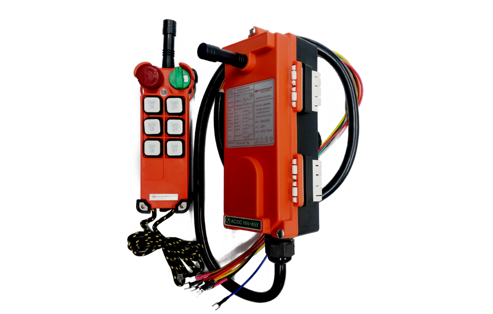 A picture of wireless remote for a pressure washer system.